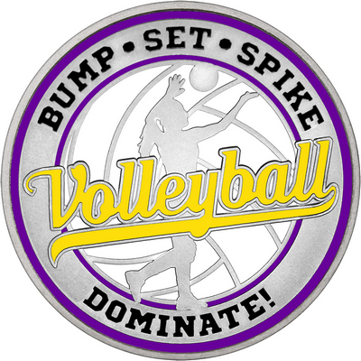 Yellow "Volleyball" with Purple Outer Circular Borders